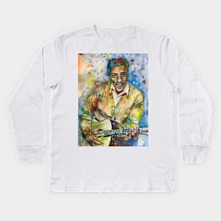 OTIS REDDING watercolor portrait Kids Long Sleeve T-Shirt